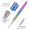 Nail Art Brush Rainbow Metal Long 100% Pure Natural Hair Professional Kolinsky Nails Art Liner Brush Nail Art Pen for Nail Desig 2
