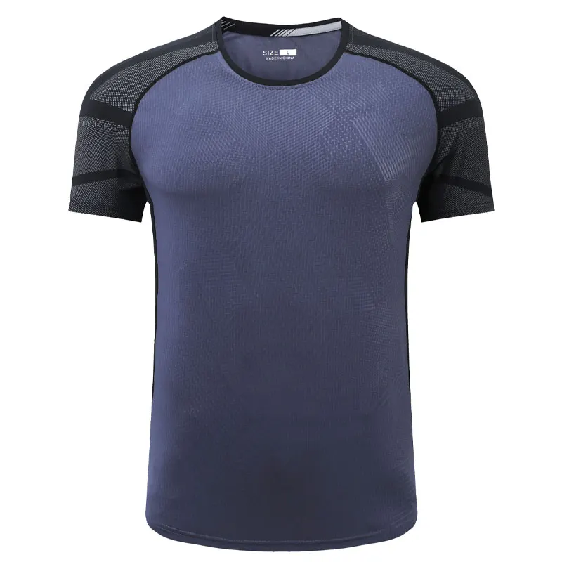 Fitness Shirt Men Mesh Summer Sports Color Block Raglan Sleeves O-neck Short Sleeves Training Bodybuilding Workout Tee