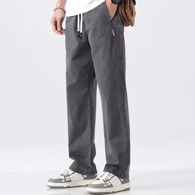 Spring Autumn Elegant Fashion Harajuku Slim Fit Ropa Hombre Loose All Match Casual Pants Solid Pockets Sport Straight Leg Pants