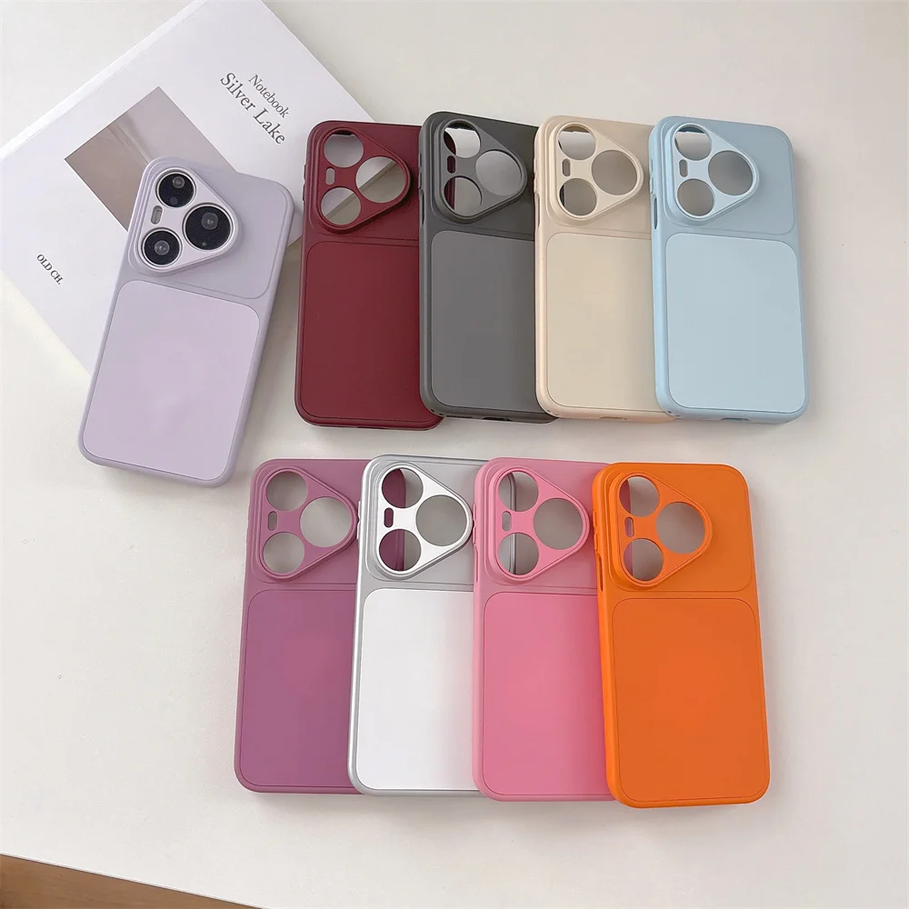 Solid Color Liquid Silicone Phone Case with Camera Lens Protection Cover