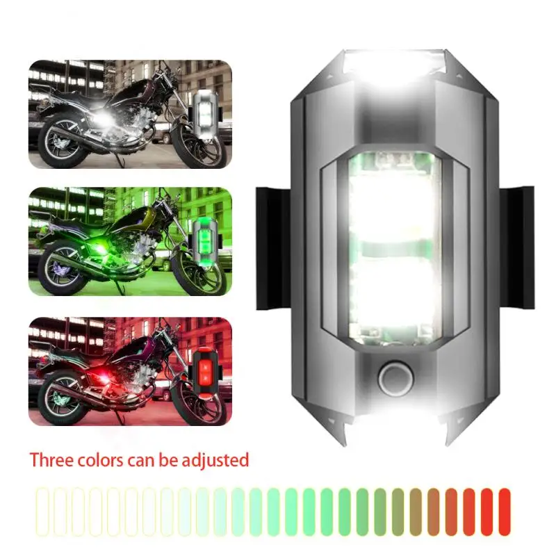 Recarregável luzes LED estroboscópicas, luzes piscando, carro luz de advertência para drones e aeronaves da motocicleta, 3 cores, 7 cores