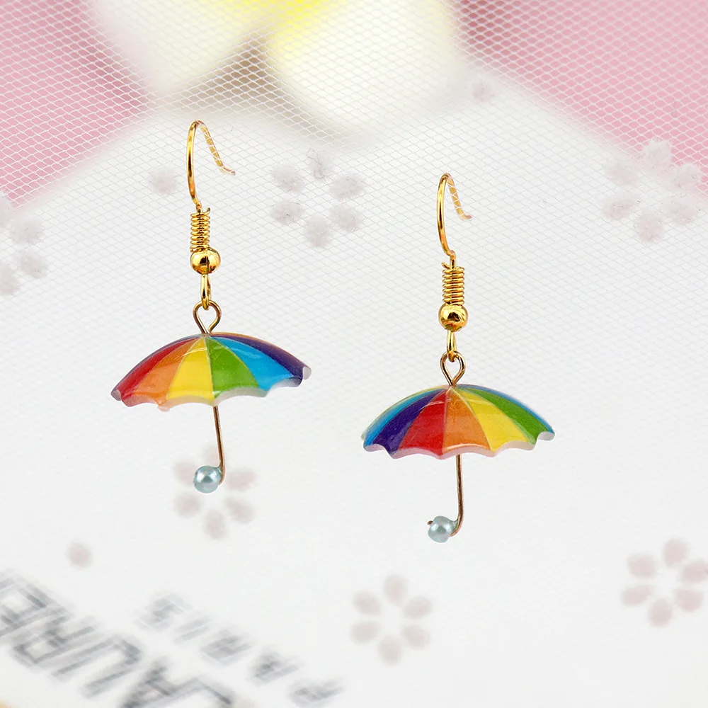 20 Pairs Rainbow Earrings Mini 3D Cute Umbrella Dangle Earring For Women Girl Funny Pendant Jewelry Wholesale