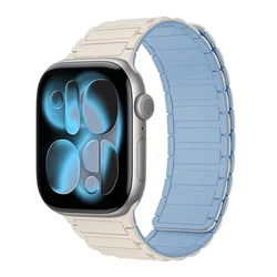 Magnetic Link Bracelet for Apple Watch - Elegant and Secure Strap (Antique White Blue)