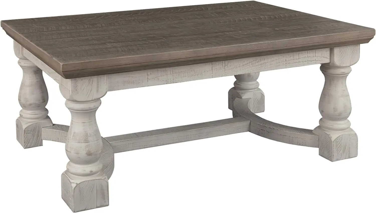 

Signature Design by Ashley Havalance Farmhouse Rectangular Coffee Table, Gray & White with Weathered Finish