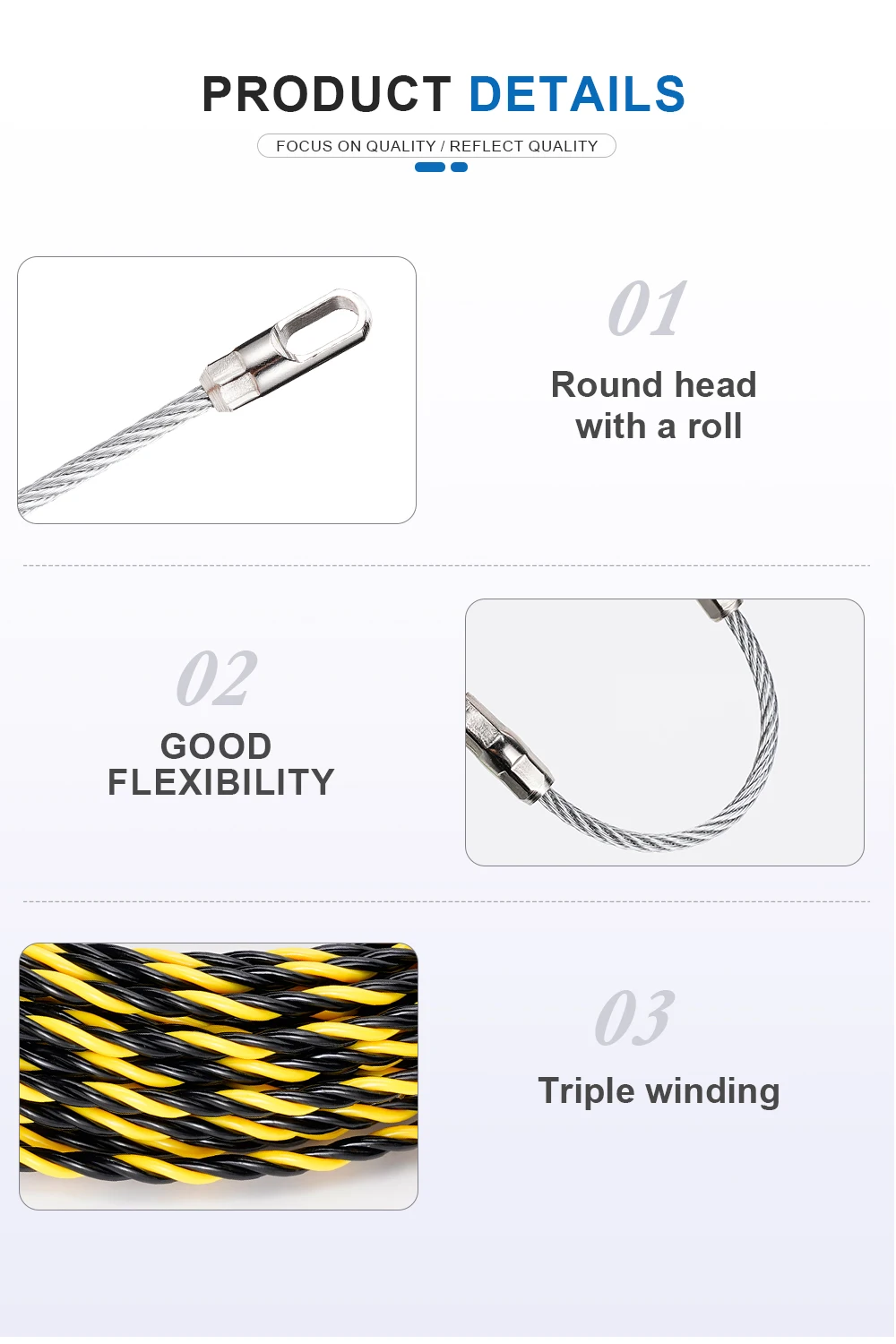 Description Picture 5 of item6mm 5M-50M Cable Push Puller Threader Electrical Wire Guide Device Puller Lead Wiring Installation Tool With 2pcs Wire Harness