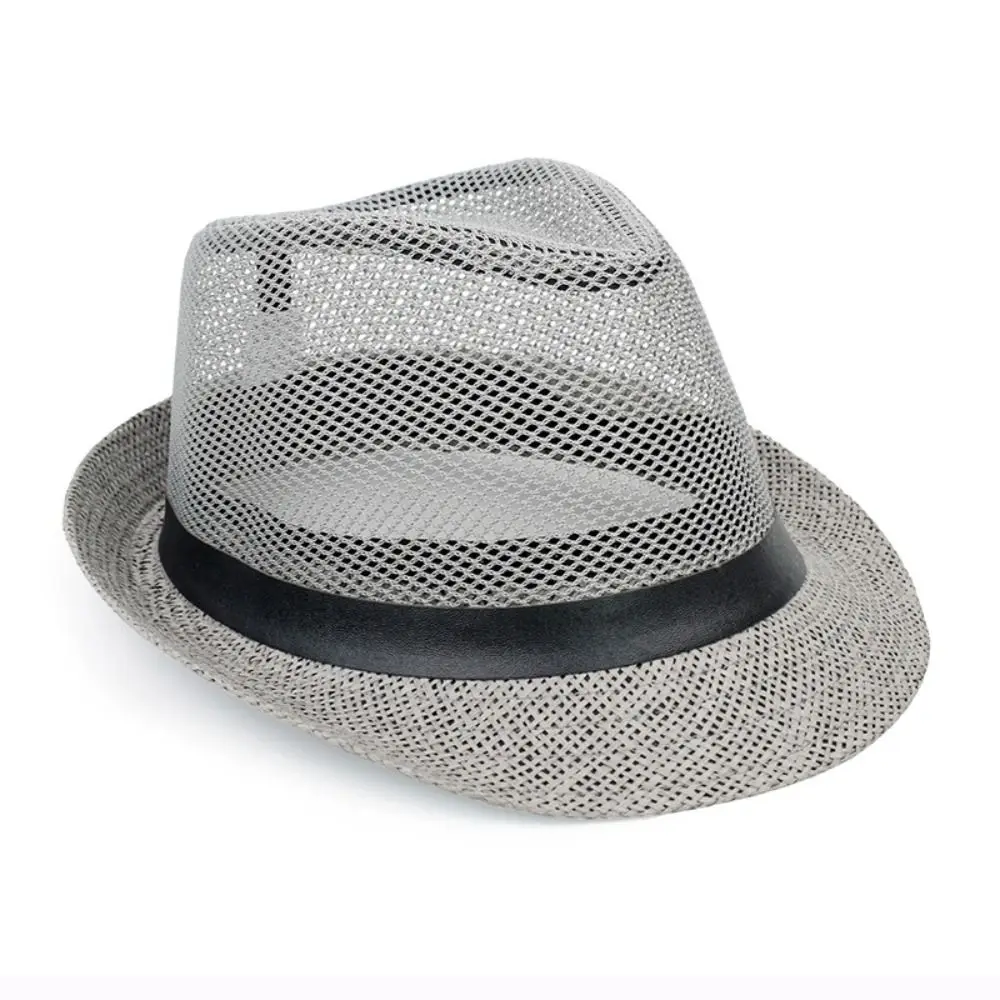 Men Straw Panama Sun Hat Breathable Summer Beach Cap
