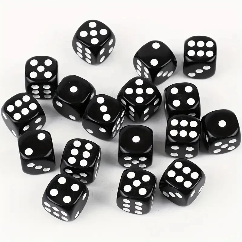 Black Acrylic Dice Board Game Party Entertainment Bar 100 Pcs/set 14mm/0.55inch Or 16mm/0.63inch
