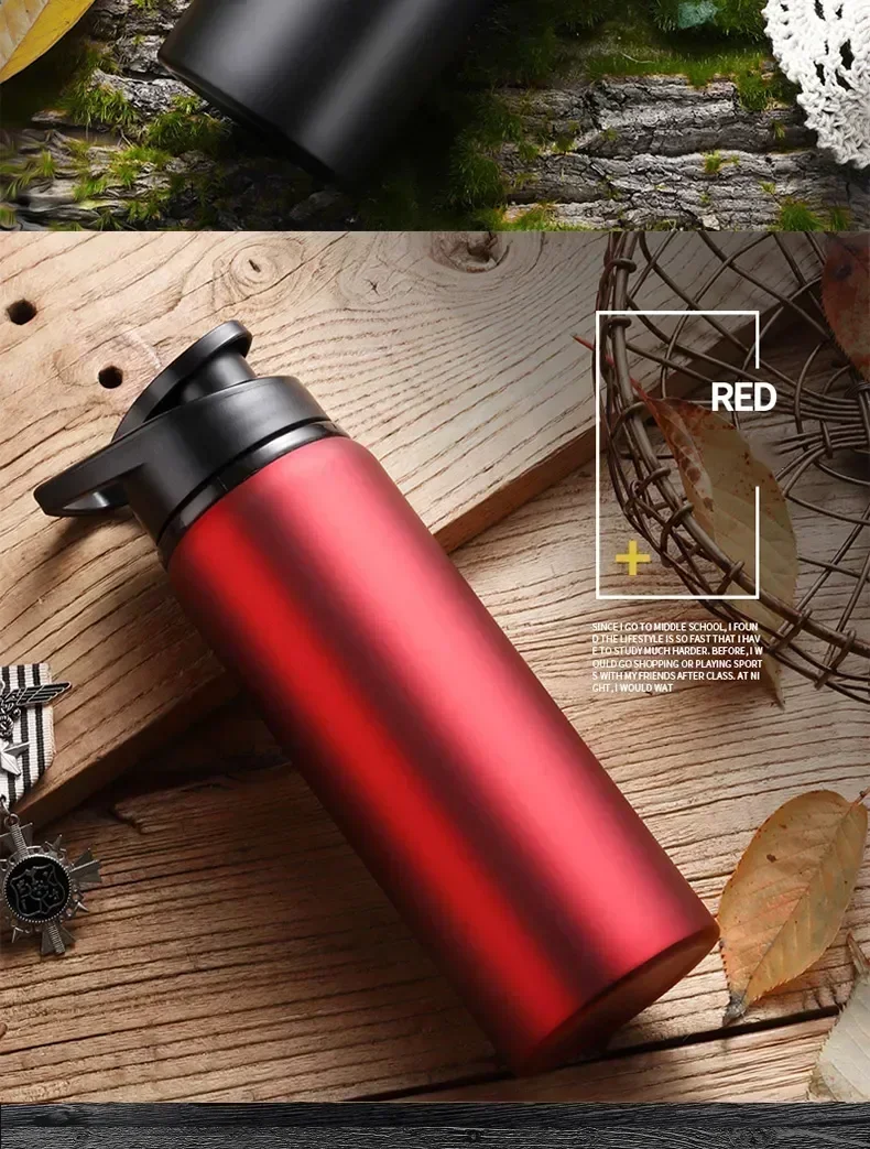 1-3PCS Stilvolle Tragbare Edelstahl Sport Wasser Flasche Freizeit Fahrrad Reiten Trinkwasser Flasche Outdoor Sport Reise Tasse – Detail 8