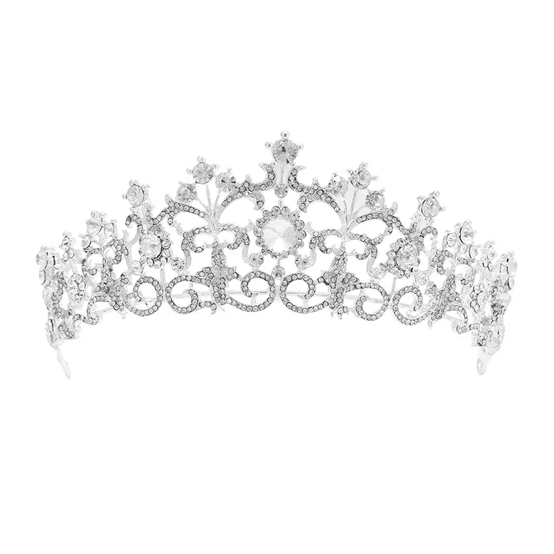 Baroque Rhinestone Queen Tiaras Crowns Women Sliver Crystal Bridal Jewelry Pageant Diadem Girl Jewelry Weddings Hair Accessories