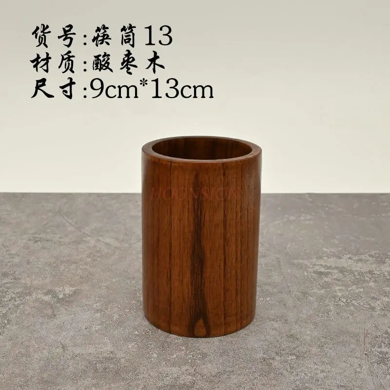 1pcs Solid wood pen holder, Chinese style retro wooden pen holder, desktop decoration storage box 1