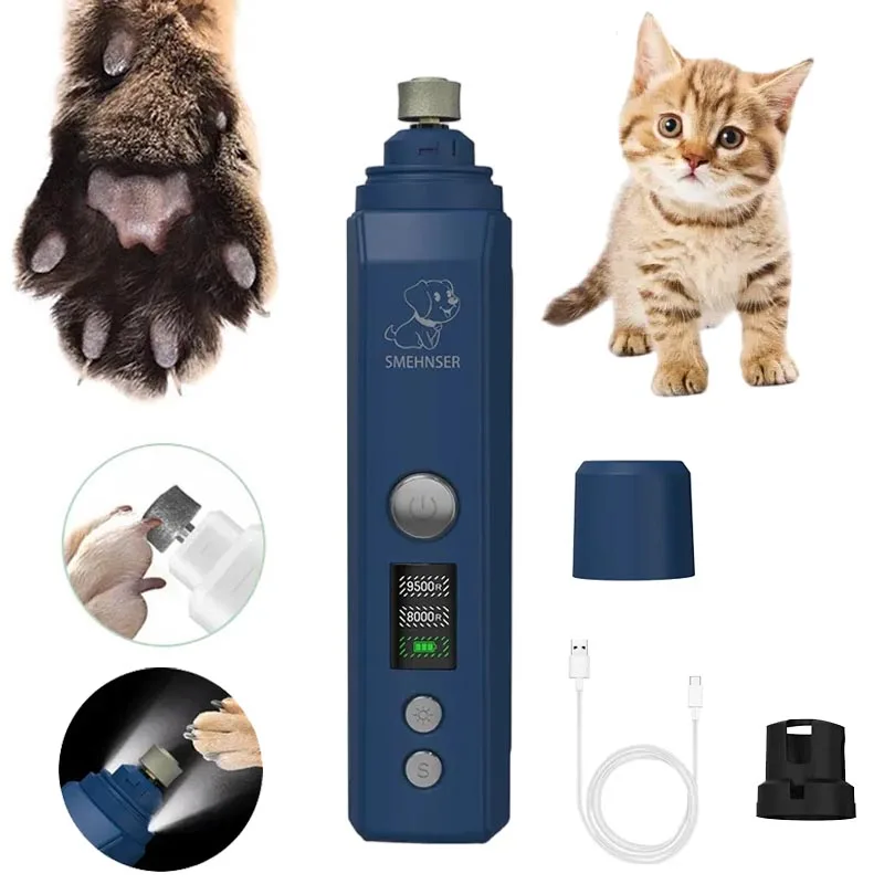 LED Light Pet Nail Clippers for Small Large Dogs Electric Nail Grinder Quiet Cat Paws Nail Grooming Supplies Pet Accessories electric pet nail grinder with led light cat dogs nail clippers usb rechargeable paws nail cutter pet grooming trimmer supplies