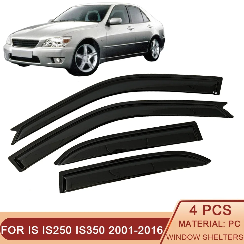 

For Lexus IS IS250 IS350 2001-2019 Black Tinted Car Side Window Visor Guard Vent Awnings Shelters Rain Guard Door Ventvisor