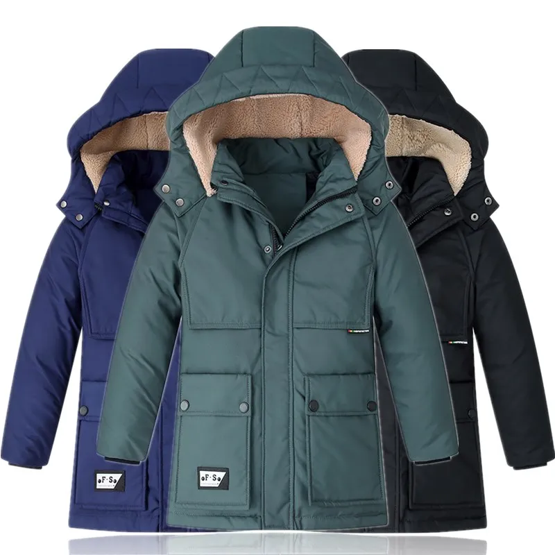 Boys Cotton-padded Jacket Winter Fashion Kids Hooded Warm Outerwear Coat For Children's 2-10 Years Overcoat LC182