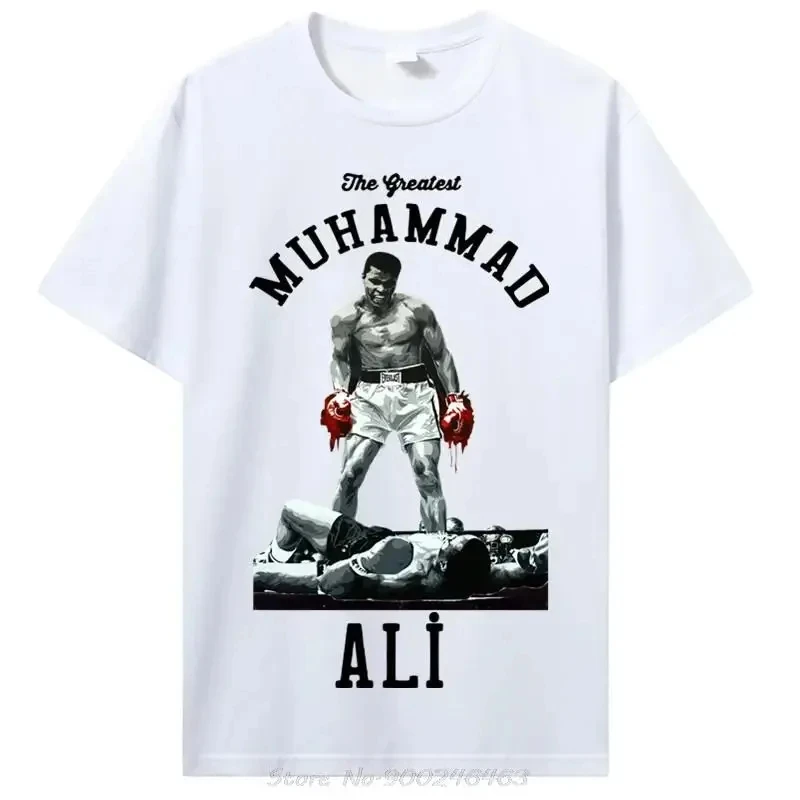 Muhammad Ali T Shirt Plus Size Men Gym Fitness Short Sleeve T-Shirt Printed Top Casual Loose Jogger Pure Cotton Tee Women Shirt 2