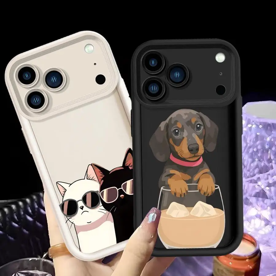 Cartoon Dog & Cat Soft Phone Case Cover