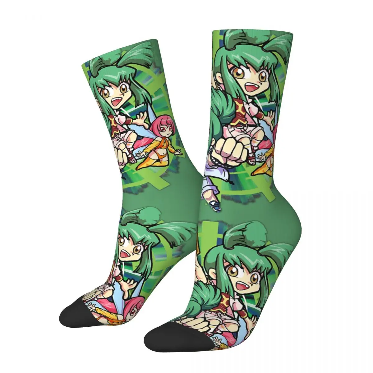 

Funny Crazy compression Rua And Ruka Sock for Men Hip Hop Vintage Duel Monsters Japanese Card Anime Seamless Boys Crew Sock