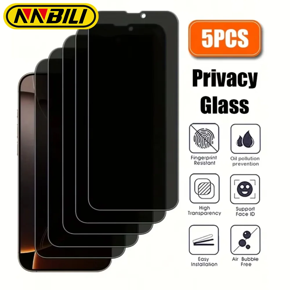 NNBILI 5 Stück Sichtschutz-Displayschutzfolien für iPhone 17 16 15 14 13 12 11Pro Max Mini-Schutzglas für iPhone 7 8 XR XSMAX Glas