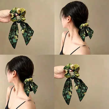 Elegante fascia elastica per capelli con nastro stampato per donne e ragazze, ornamento per capelli dolce, elastico per capelli, accessorio per capelli alla moda