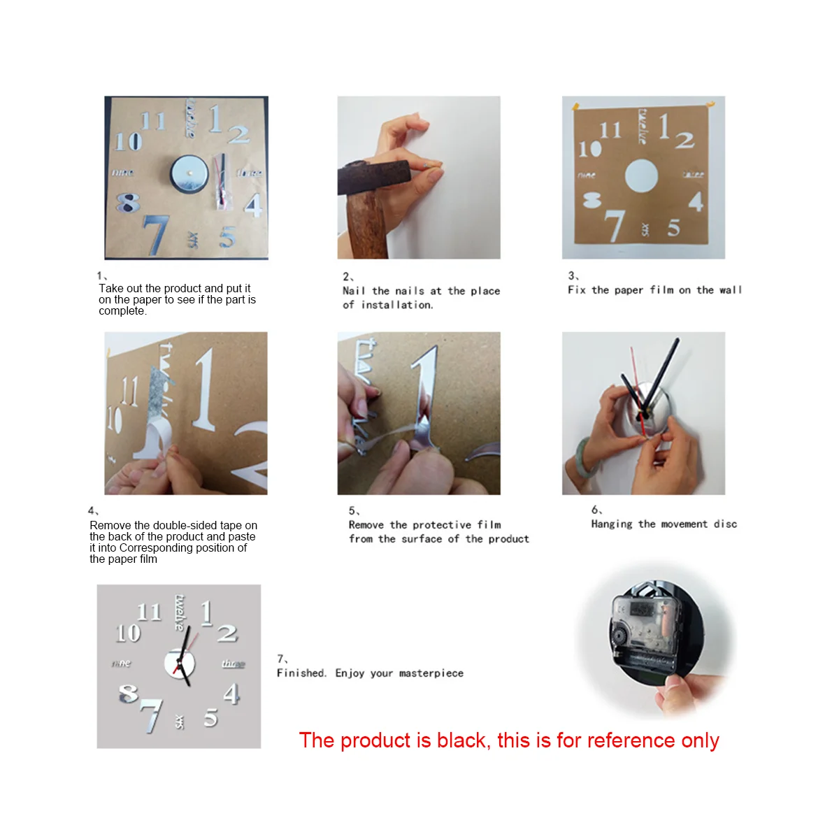 3D DIY 벽시계, 모던 디자인, 대형 아크릴 시계, 홈 스티커, 방 장식, 벽 숫자, 블랙
