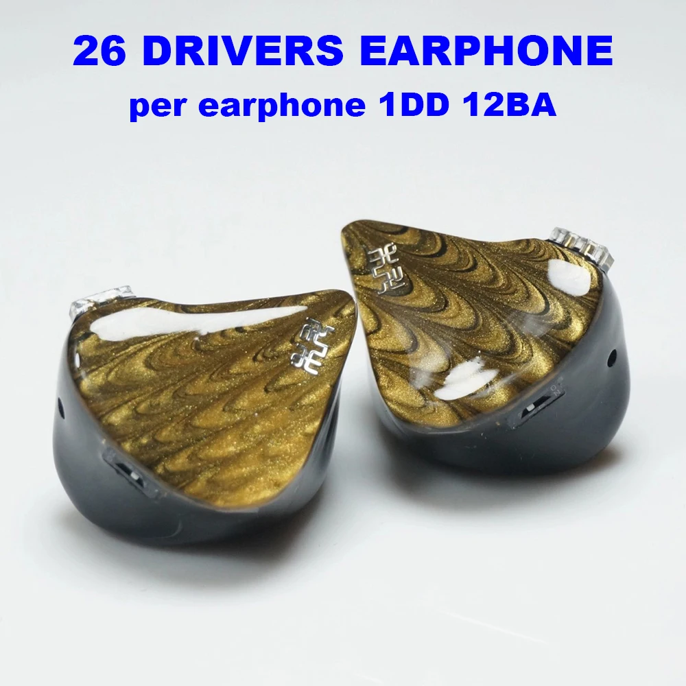 

26 Drivers HiFi Earphone in-ear Monitor Headphone 1DD 12BA Hybrid Technology Earphones 0.78mm Detachable Cable Earbuds DIY IEM