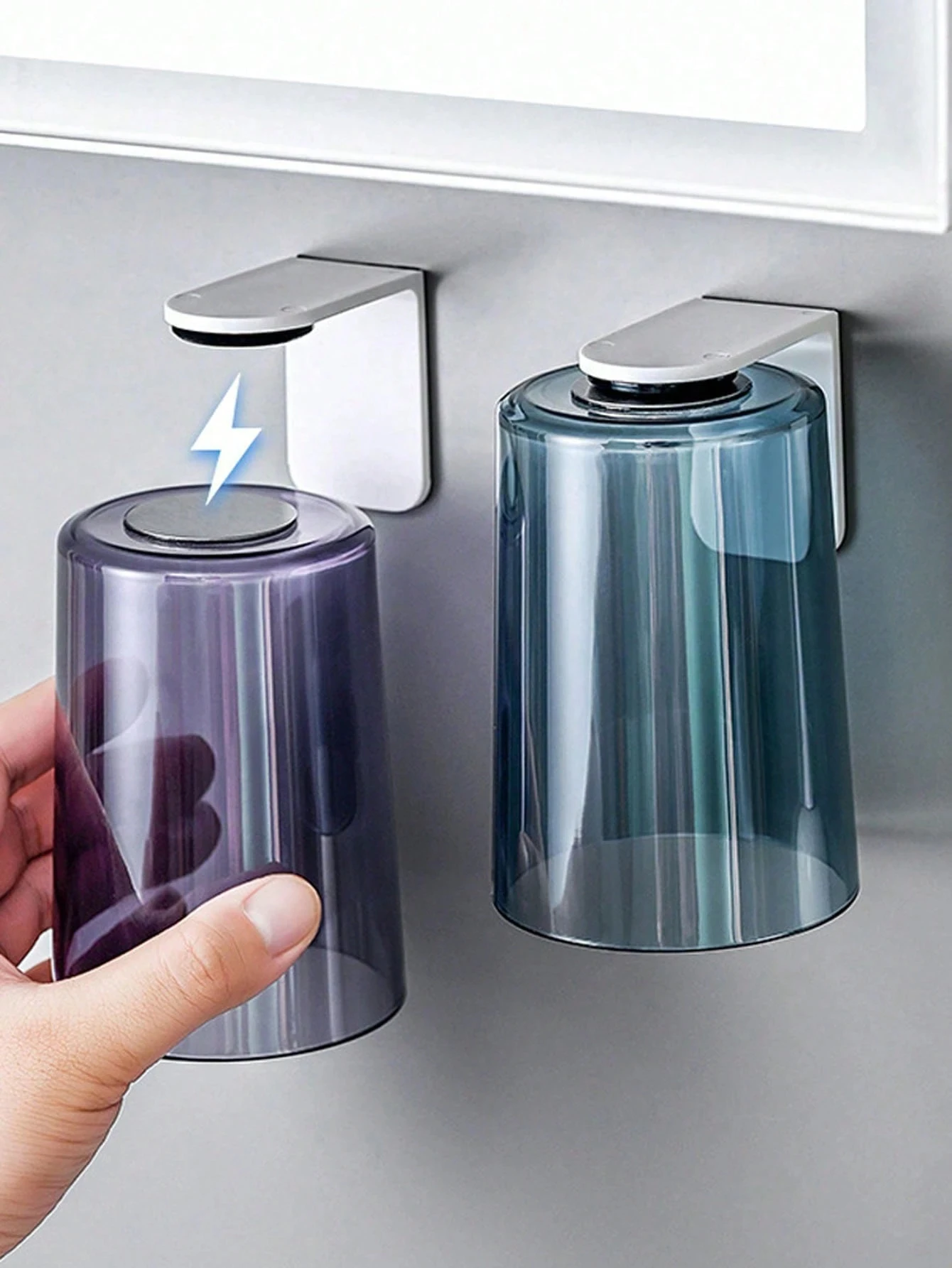 Soporte magnético para cepillos de dientes con vaso de pared_voghion.com