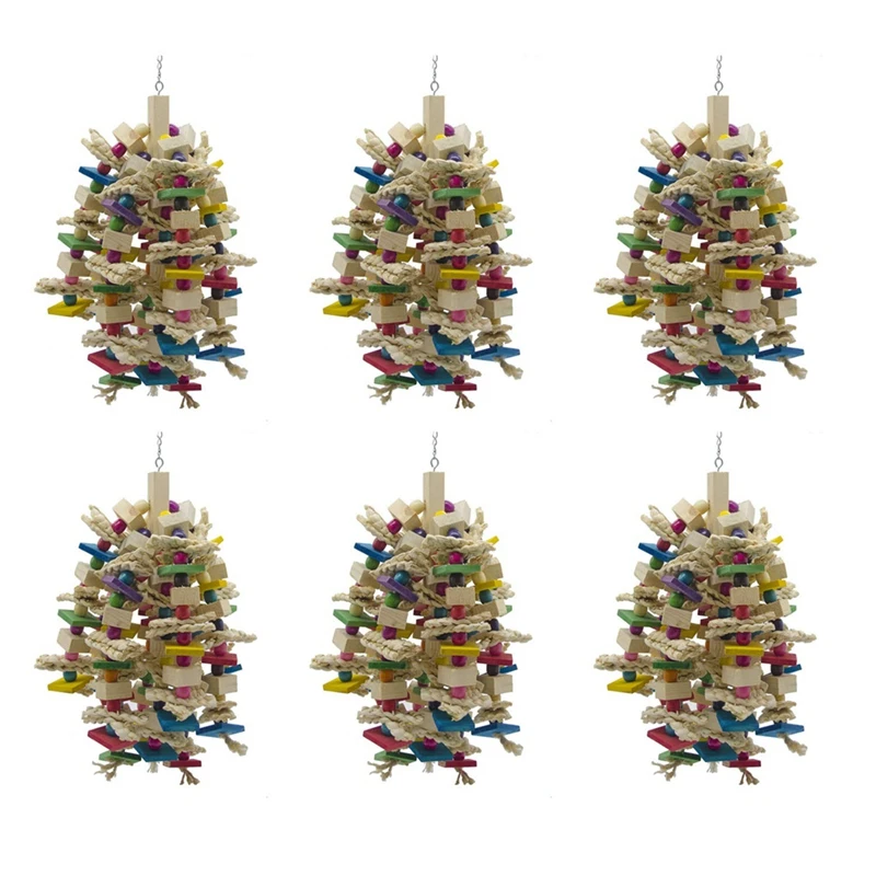 

6X большая жевательная игрушка для попугаев-блоки для птиц-попугаев узлы разрывная игрушка птичья клетка кусающая игрушка для африканских серых макров