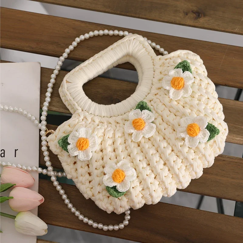Small Cotton Thread Crochet Bags Women Summer Fashion Handwoven