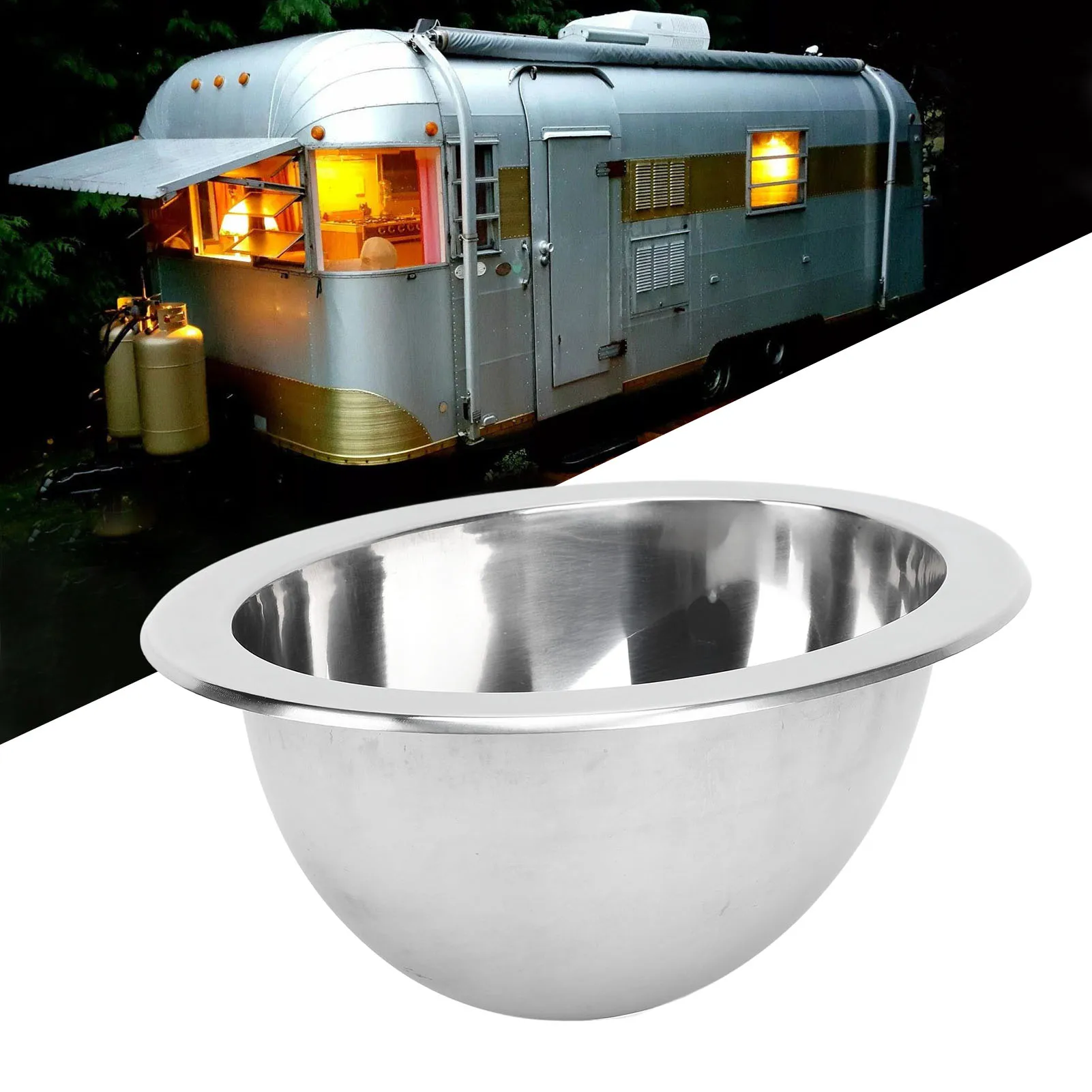 Stainless Steel Round Sink Flush Mounting for Boat RV Bathroom