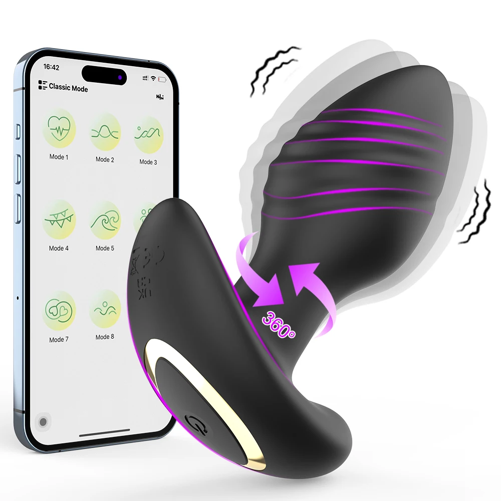 Anal Plug Vibrator 360 Rotation App Control Bluetooth for Male Female