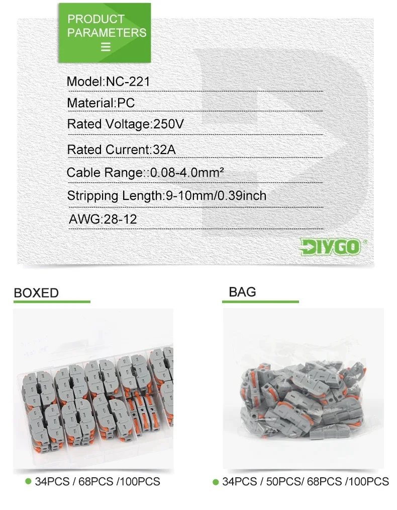 Description Picture 4 of itemDIY GO Quick Splicing Multiplex Butt Wire Connector Compact Electrical Cable Terminal Block Home Wiring Connectors Junction Box