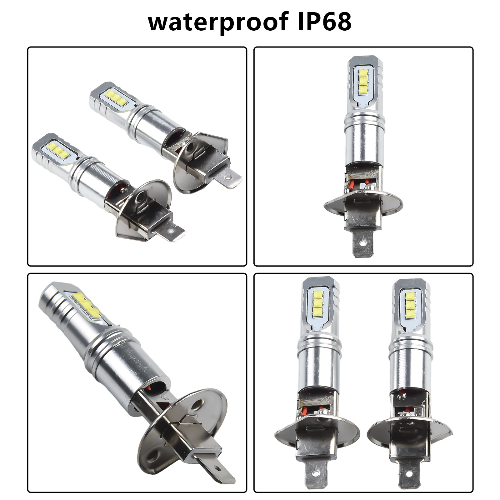 쉬운 설치 전면 헤드라이트, 하이 로우 빔 안개등, 왼쪽 금속, 2x 내구성, H1 LED 전구, DC 12V, 6 LED/전구