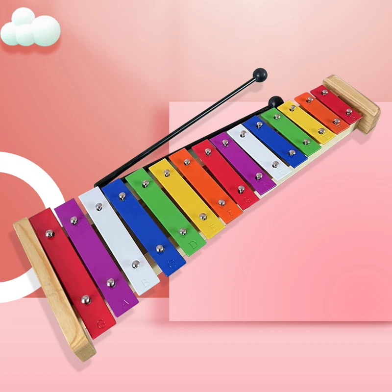 15 Keys Xylophone for Children Orff Musical Keyboard Kalimba Metal Music Instrument Wooden Xylophone For Kids Baby Piano Toy