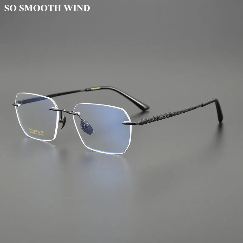 

Handmade Rimless Pure Titanium Glasses Frame For Men Women Ultra-light Optical Myopia Eyeglasses Prescription Reading Eyewears