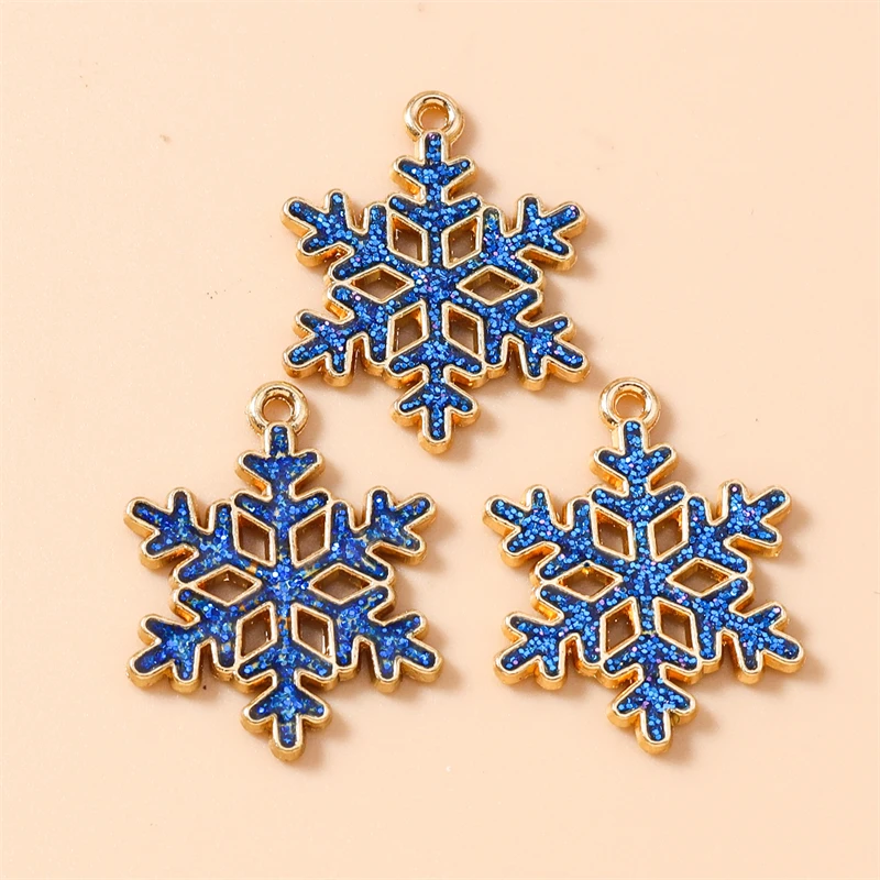 20 Stück 19 x 24 mm niedliche Emaille-Weihnachtsschneeflocken-Charms-Anhänger für Schmuckherstellung, Halsketten, Ohrringe, Armbänder, DIY-Bastelbedarf – Detail 6