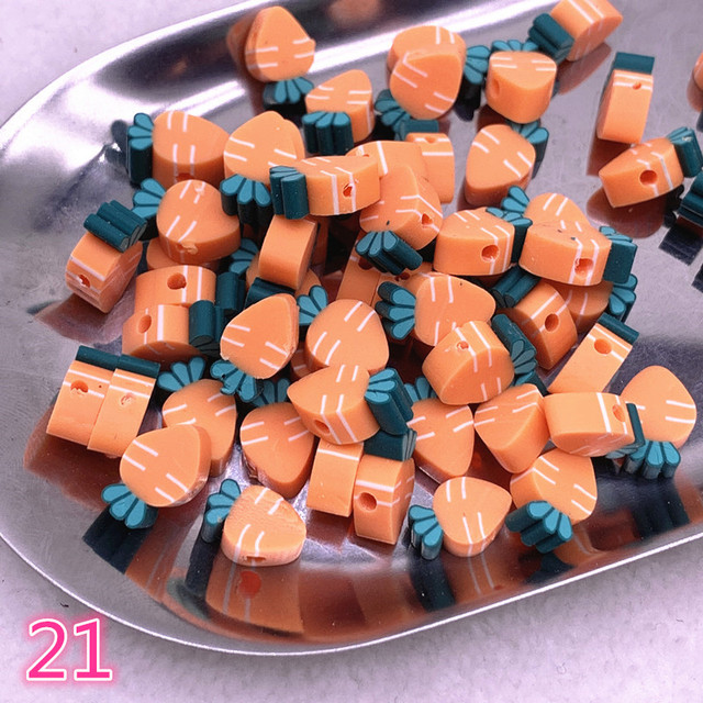 10mm Color Fruit Beads Polymer Clay Beads Polymer Clay Spacer Loose Beads for Jewelry Making DIY Bracelet Accessories