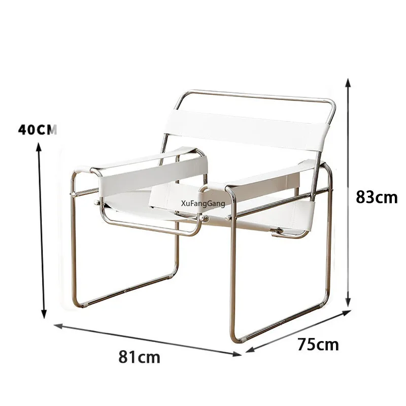 Lazy Sofa Vasily Ins Nordic Saddle Leather One Table Stainless Steel Leisure Single Davenport Chair Light Luxury Dining Chair