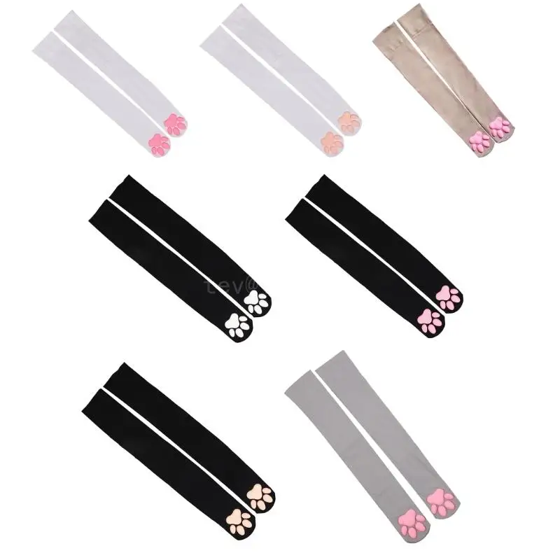 

Cat Paw Thigh High Socks Cute Soft 3D Toe Beans Socks Kitten Claw Pad Socks Pink Cat Paw Over Knee Stockings Women Girls