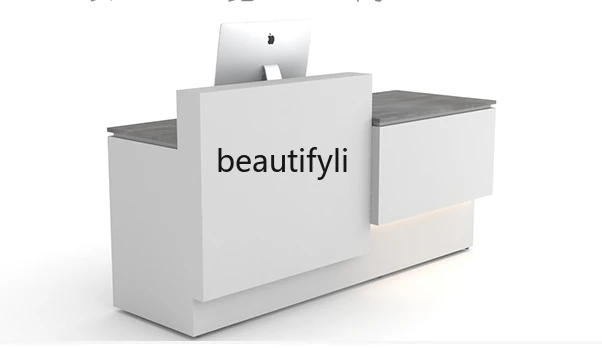 

Company Welcome Reception Desk Simple Modern White Office Paint Reception Table