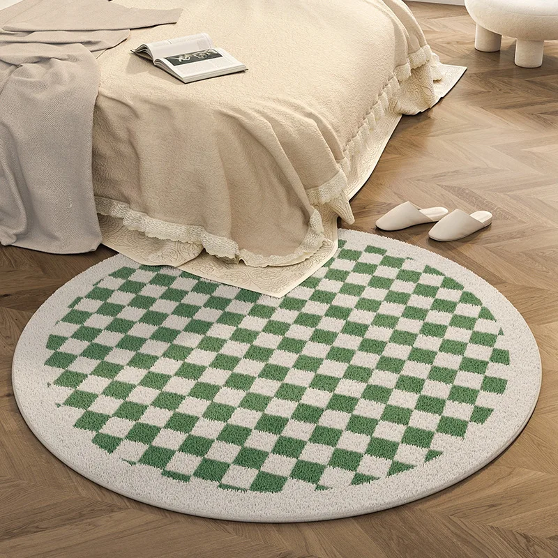 

Circular Checkered Carpet Kids Room Home Soft Round Rug For Bedroom Nordic Design Sofa Coffee Table Floor Mat Computer Chair Rug