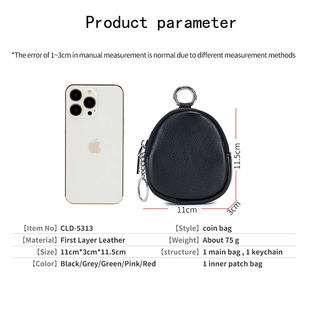 Women's Leather Mini Coin Purse with Key Ring Wallet Change Pouch for Car Key Coin Zipper Bag Pendant Charms Girl Backpack Purse