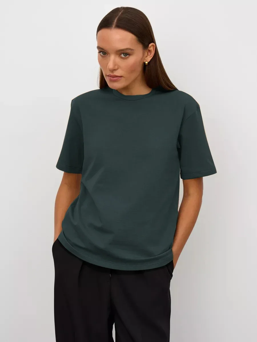 Cotton Summer Womens T-Shirt - Short Sleeve Loose Basic Top