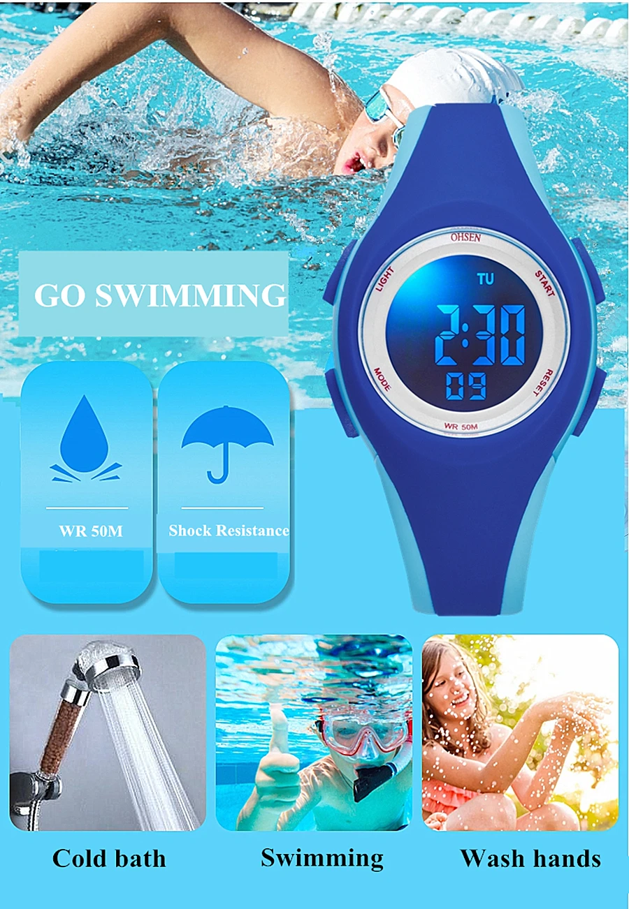 Kids Digital Watches Sports Camouflage Military Waterproof Led Wristwatch Alarm Stopwatch Electronic Student Children Watch 5