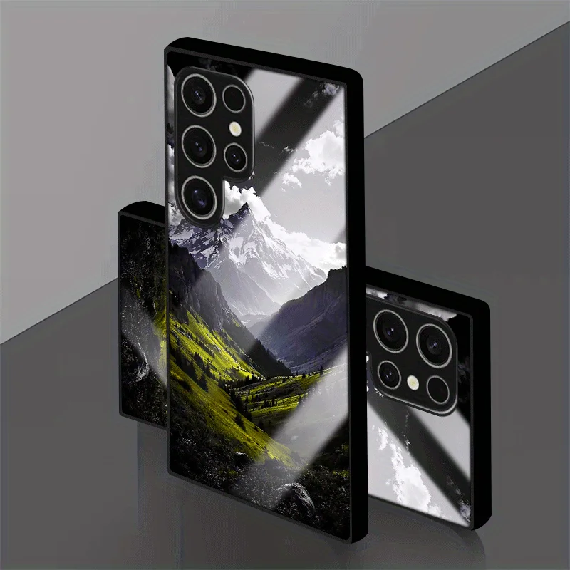 Tempered Glass Phone Case with Mountain Scenery Design