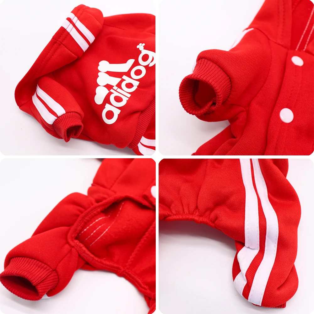 4 Legs Sweatshirt Adidog Stripes Puppy Clothes Soft Warm Pullover Dog Winter Jumpsuit Dog Hoodies for Small Medium Dogs Cats 6