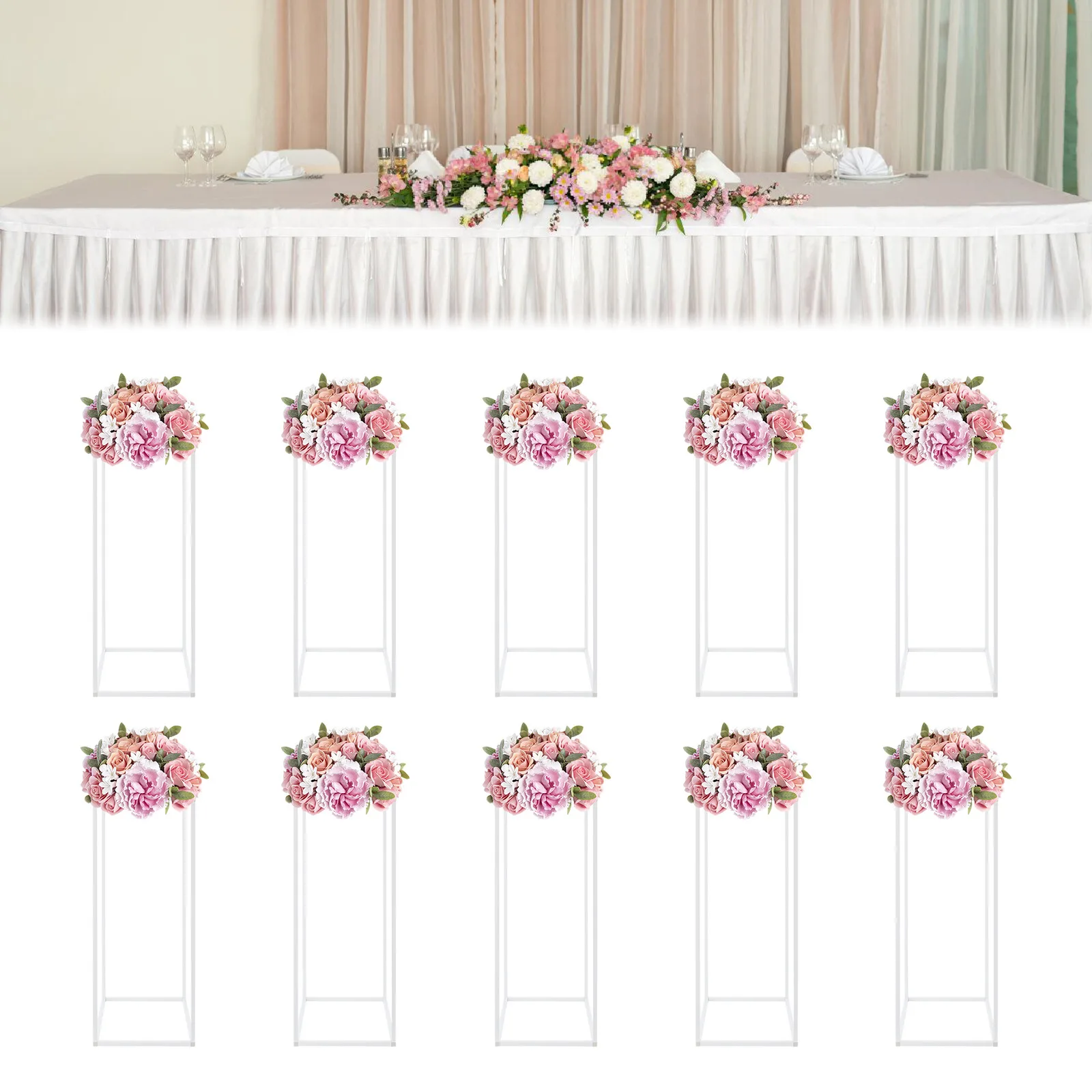 10Pcs 23.6in Tall Gold Metal Flower Stand for Wedding Table Centerpieces Decor