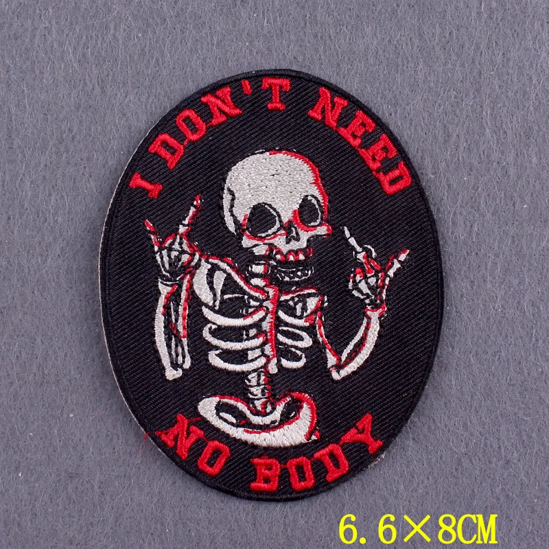 Punk Style Patch Iron On Patches For Clothing THermoadhesive Patches Skull  Embroidered Patches On Clothes DIY Hook Loop Patch