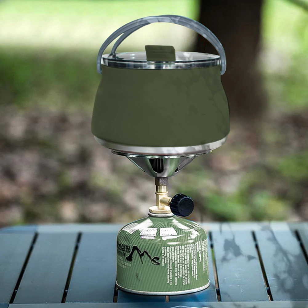 Outdoor Silicone Kettle Folding Camping Teapot Water Kettle Tableware Mini Boiling Water Pot with Handle for Fishing Travel with folding kettle portable folding kettle