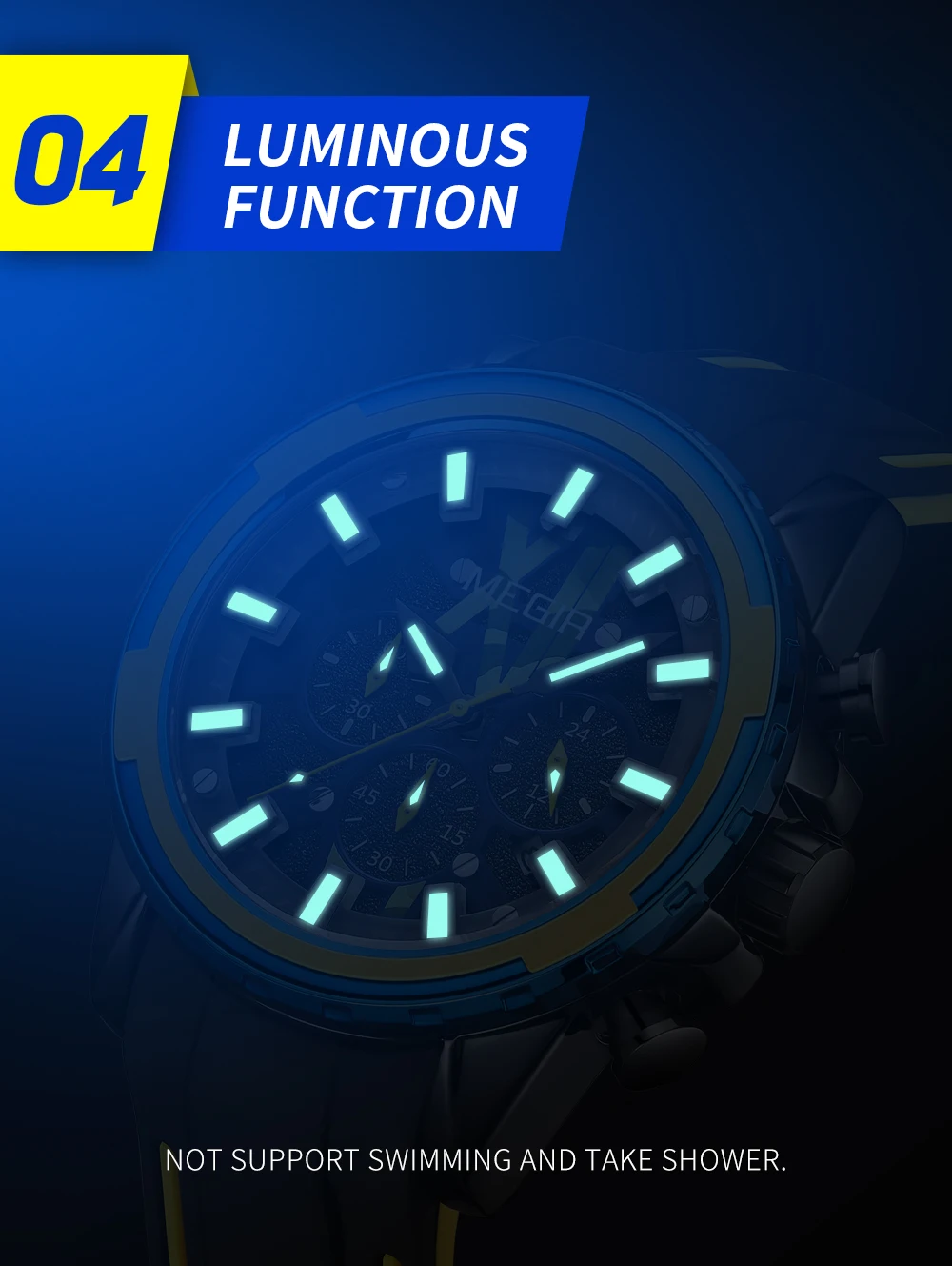 MEGIR New Fashion Men's Luminous Sports Waterproof Personality Quartz Wrist Timer Calendar Silicone Watches Reloj Hombre 2133