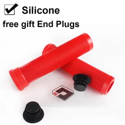 Soft Silicone Shockproof Bicycle Handlebar Grips - Wear-Resistant (Red-1 Pair)