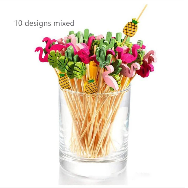 Bamboo Pick Buffet Cupcake Fruit Fork Party Dessert Salad Stick 100pcs12cm bamboo skewer food toothpick